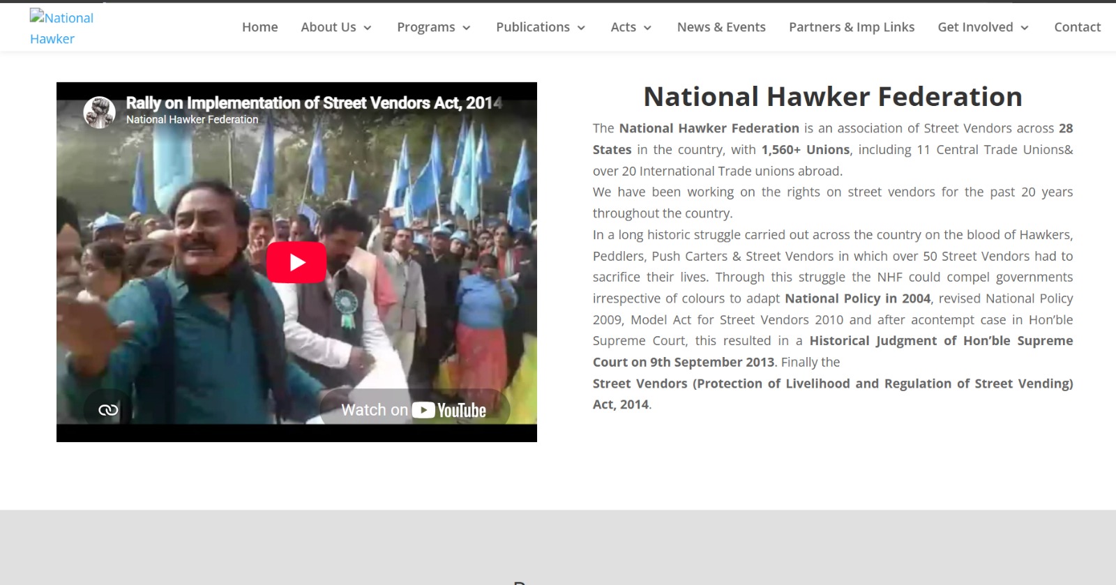 Homepage screenshot of nhfindia.co.in